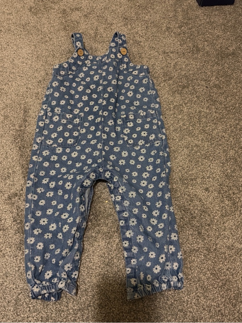 Old Navy Blue Floral Kids Overalls with Daisy Print